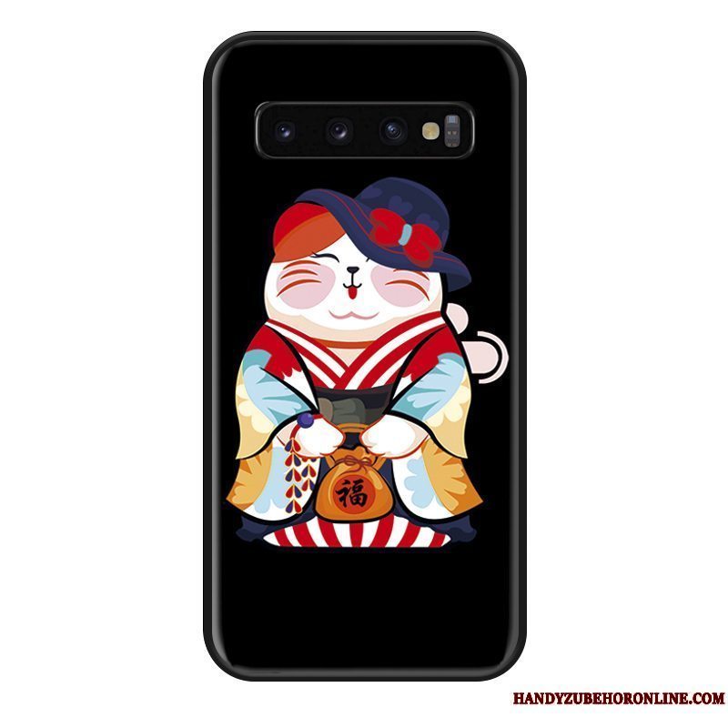 Etui Samsung Galaxy S10 Kreativ Kat Telefon, Cover Samsung Galaxy S10 Silikone Sort Net Red