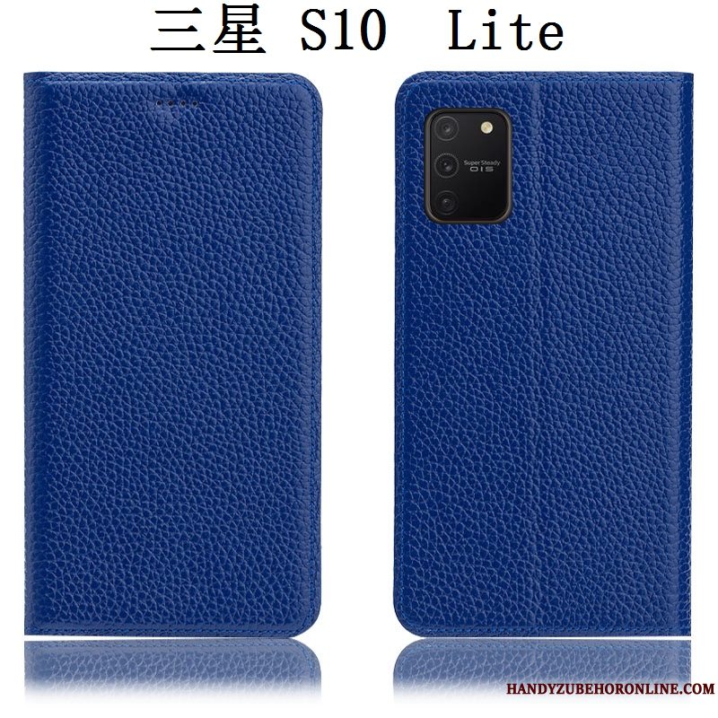 Etui Samsung Galaxy S10 Lite Tasker Rød Litchi, Cover Samsung Galaxy S10 Lite Læder Mønster Telefon