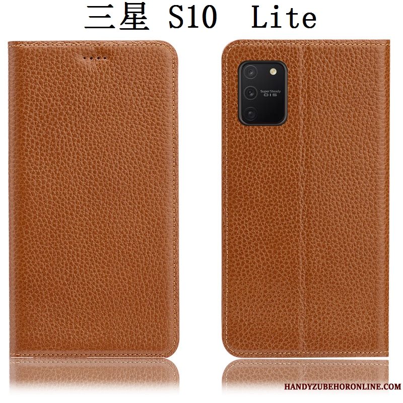 Etui Samsung Galaxy S10 Lite Tasker Rød Litchi, Cover Samsung Galaxy S10 Lite Læder Mønster Telefon