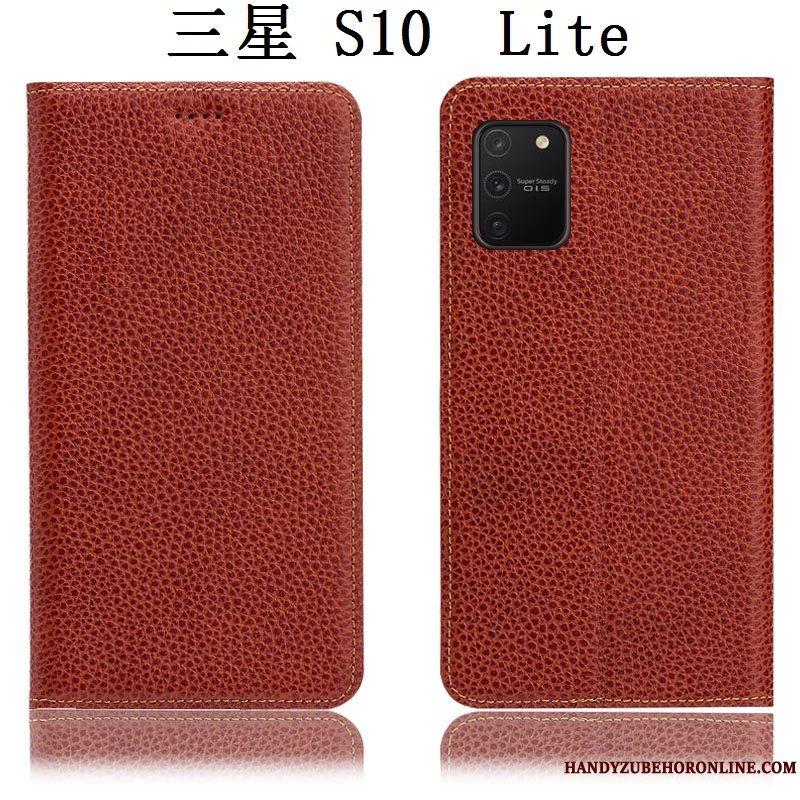Etui Samsung Galaxy S10 Lite Tasker Rød Litchi, Cover Samsung Galaxy S10 Lite Læder Mønster Telefon