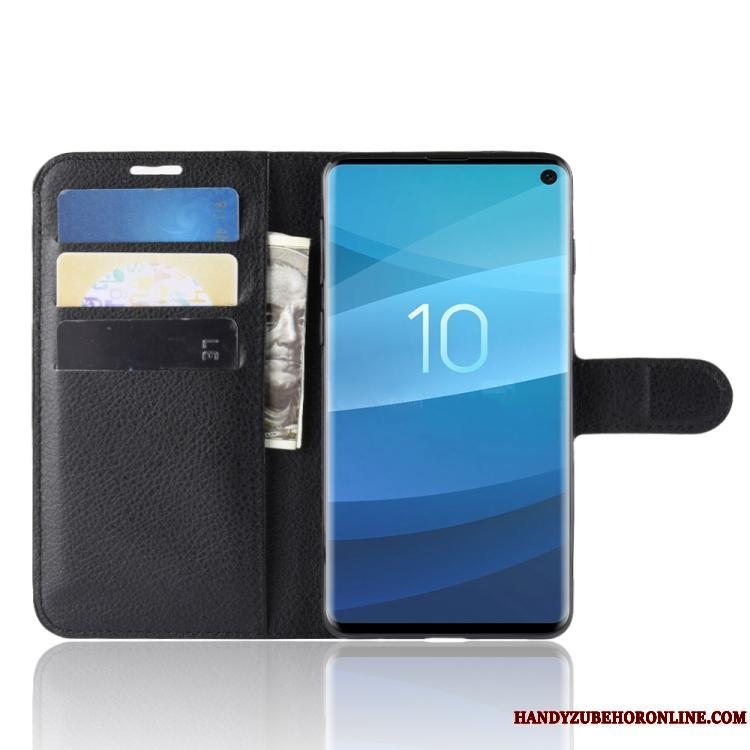 Etui Samsung Galaxy S10+ Læder Business Sort, Cover Samsung Galaxy S10+ Tegnebog Kort Telefon