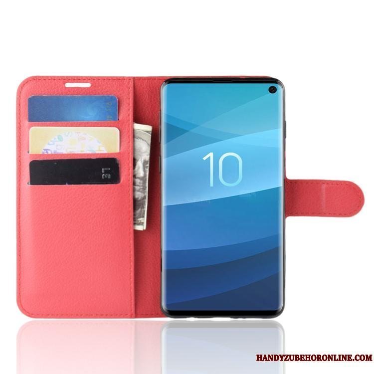 Etui Samsung Galaxy S10+ Læder Business Sort, Cover Samsung Galaxy S10+ Tegnebog Kort Telefon