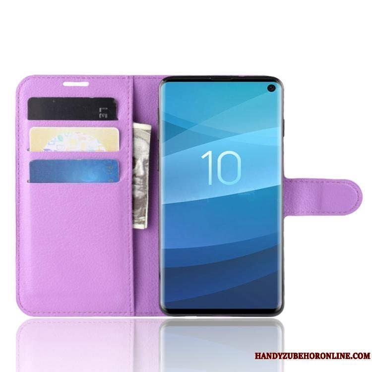 Etui Samsung Galaxy S10+ Læder Business Sort, Cover Samsung Galaxy S10+ Tegnebog Kort Telefon