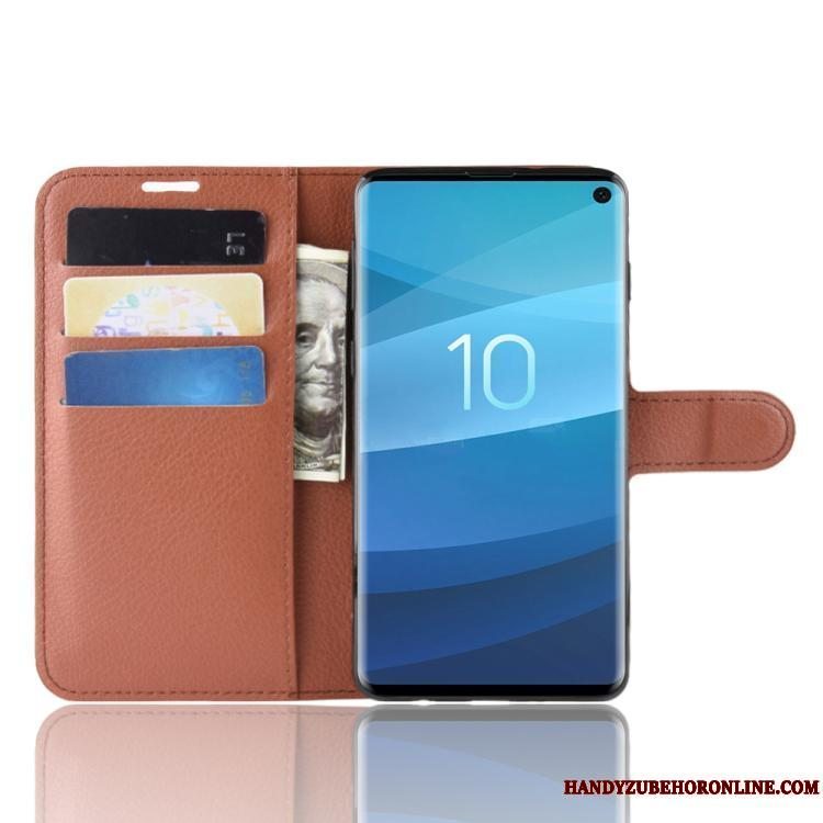 Etui Samsung Galaxy S10+ Læder Business Sort, Cover Samsung Galaxy S10+ Tegnebog Kort Telefon