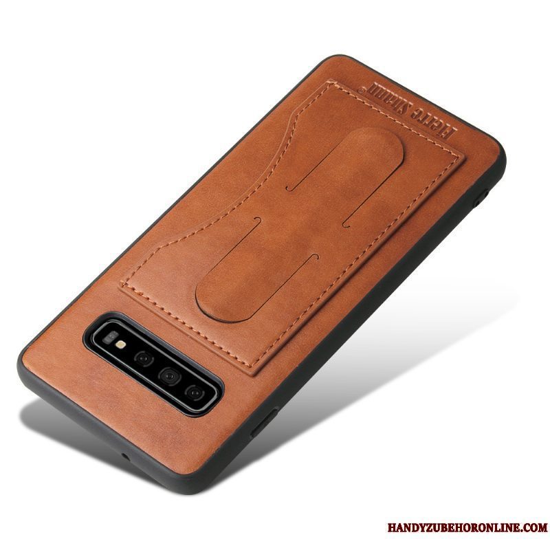 Etui Samsung Galaxy S10 Læder Dyb Farve Telefon, Cover Samsung Galaxy S10 Usynlig