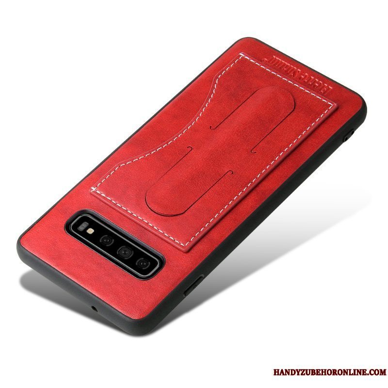 Etui Samsung Galaxy S10 Læder Dyb Farve Telefon, Cover Samsung Galaxy S10 Usynlig