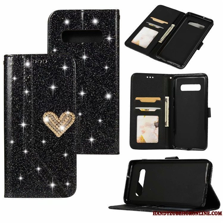 Etui Samsung Galaxy S10 Læder Kort Ny, Cover Samsung Galaxy S10 Folio Pulver Telefon