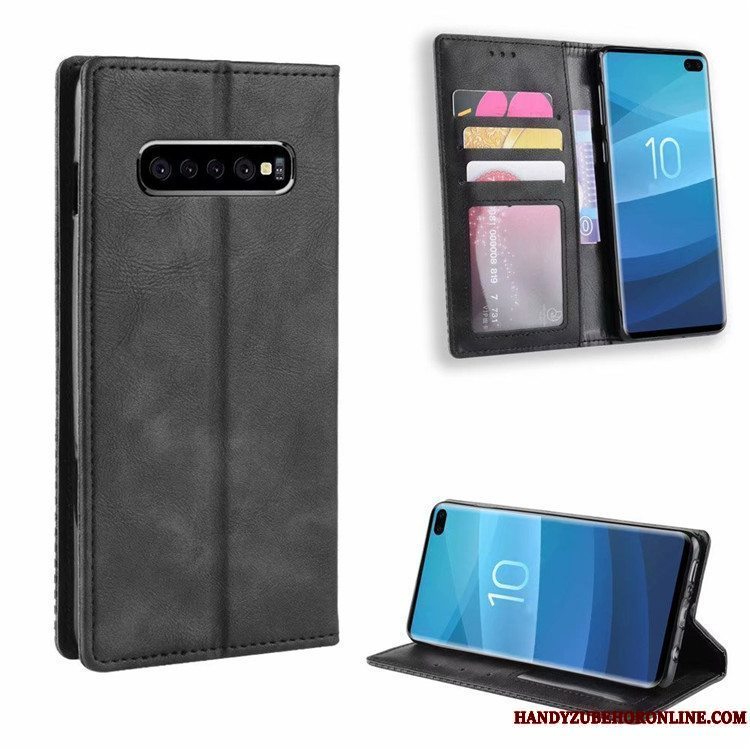 Etui Samsung Galaxy S10 Læder Mønster Magnetisk Spænde, Cover Samsung Galaxy S10 Beskyttelse Blå Telefon