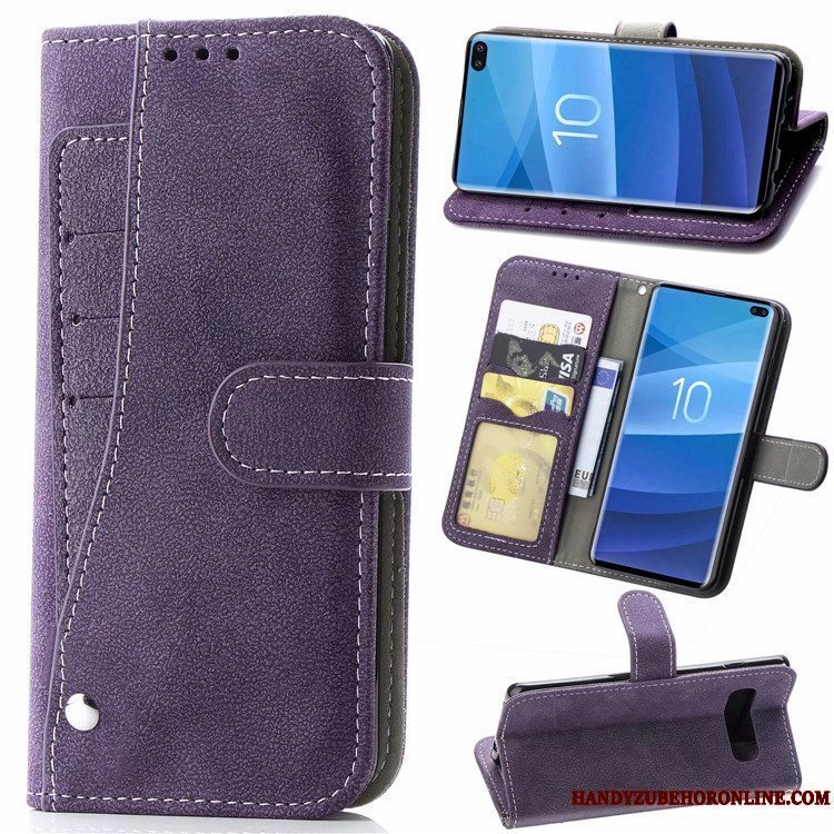 Etui Samsung Galaxy S10 Læder Nubuck Blå, Cover Samsung Galaxy S10 Telefonanti-fald