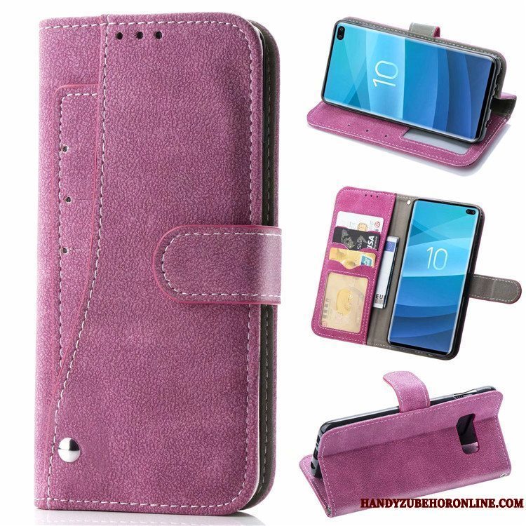 Etui Samsung Galaxy S10 Læder Nubuck Blå, Cover Samsung Galaxy S10 Telefonanti-fald