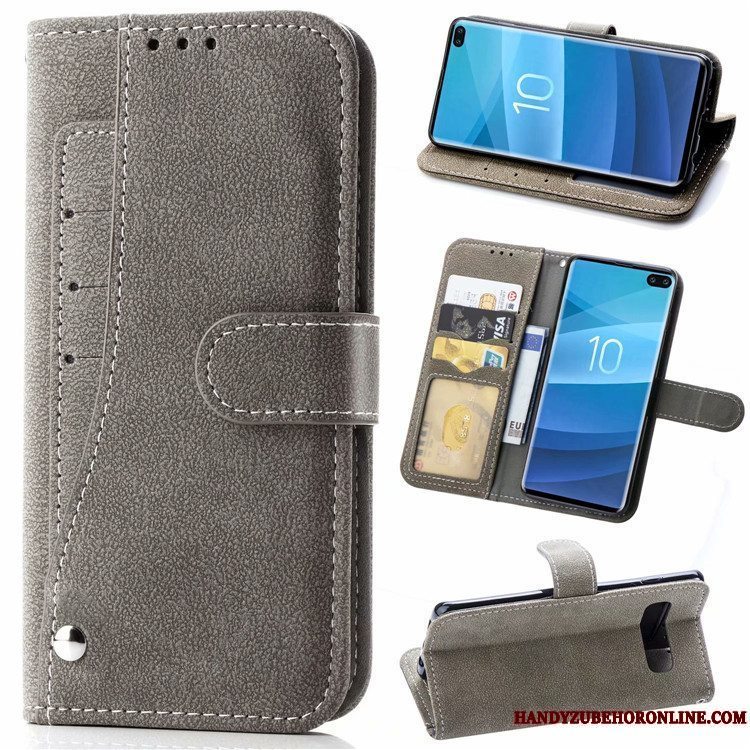 Etui Samsung Galaxy S10 Læder Nubuck Blå, Cover Samsung Galaxy S10 Telefonanti-fald