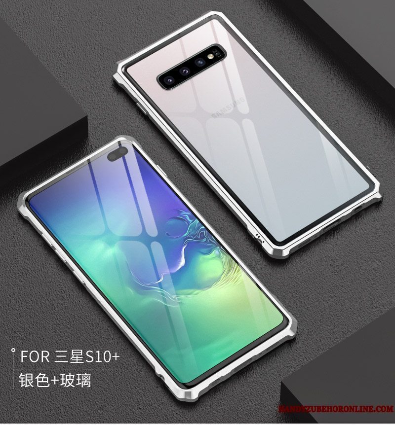 Etui Samsung Galaxy S10+ Metal Grøn Telefon, Cover Samsung Galaxy S10+ Beskyttelse Gennemsigtig Anti-fald