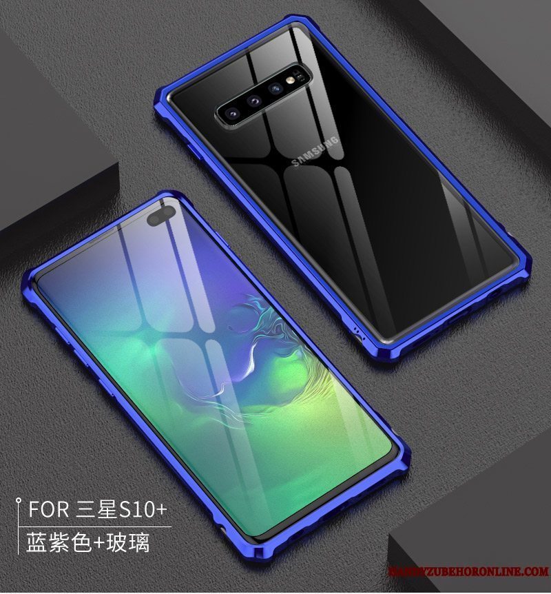 Etui Samsung Galaxy S10+ Metal Grøn Telefon, Cover Samsung Galaxy S10+ Beskyttelse Gennemsigtig Anti-fald