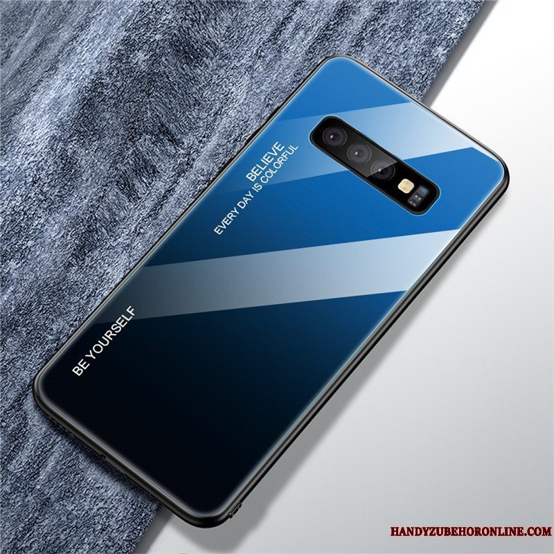 Etui Samsung Galaxy S10+ Silikone Af Personlighed Nubuck, Cover Samsung Galaxy S10+ Blød Gradient Farve Grøn