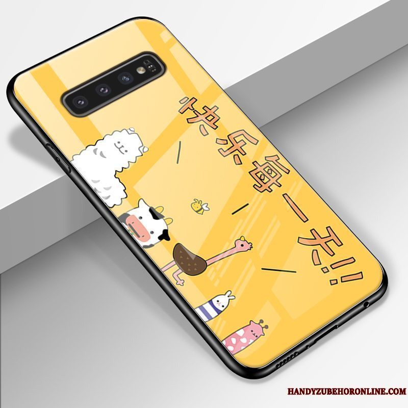 Etui Samsung Galaxy S10+ Silikone Gul Lille Sektion, Cover Samsung Galaxy S10+ Beskyttelse Glas Telefon