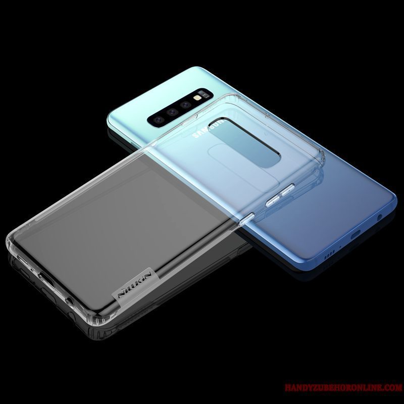 Etui Samsung Galaxy S10+ Silikone Hvid Telefon, Cover Samsung Galaxy S10+ Beskyttelse Gennemsigtig Anti-fald