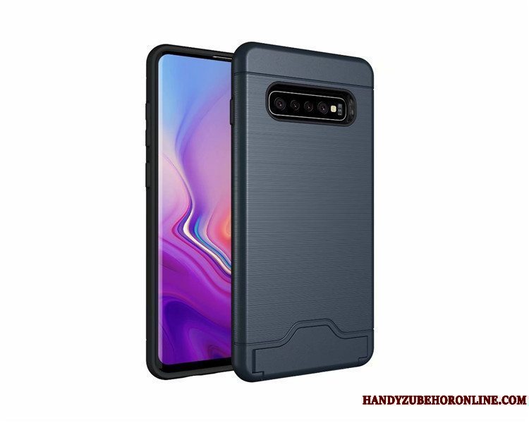 Etui Samsung Galaxy S10 Support Telefonkort, Cover Samsung Galaxy S10 Beskyttelse Silke Anti-fald