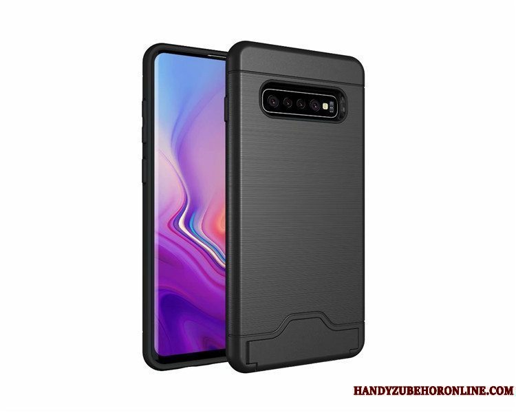 Etui Samsung Galaxy S10 Support Telefonkort, Cover Samsung Galaxy S10 Beskyttelse Silke Anti-fald