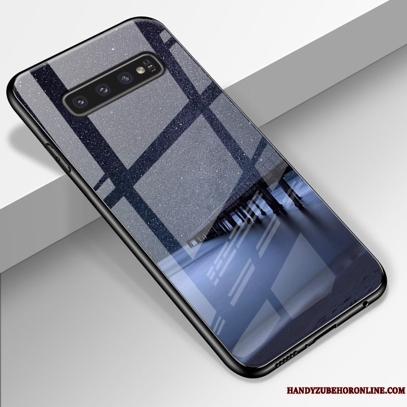 Etui Samsung Galaxy S10 Tasker Blå Glas, Cover Samsung Galaxy S10 Beskyttelse Trend Telefon