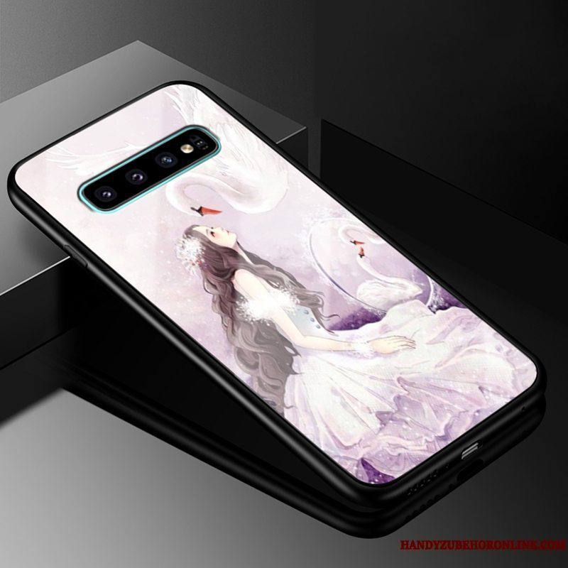 Etui Samsung Galaxy S10 Tasker Glas Hård, Cover Samsung Galaxy S10 Silikone Lyserød Telefon