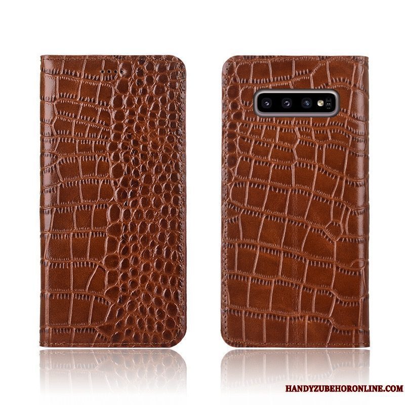 Etui Samsung Galaxy S10+ Tasker Ny Rød, Cover Samsung Galaxy S10+ Blød Anti-fald Krokodille