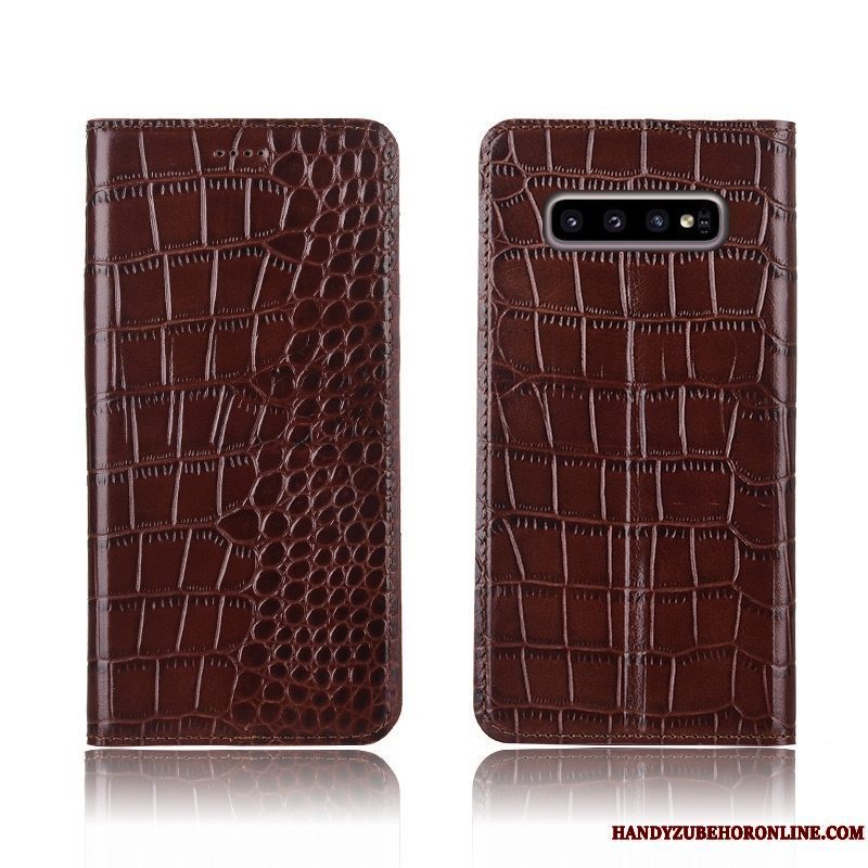 Etui Samsung Galaxy S10+ Tasker Ny Rød, Cover Samsung Galaxy S10+ Blød Anti-fald Krokodille