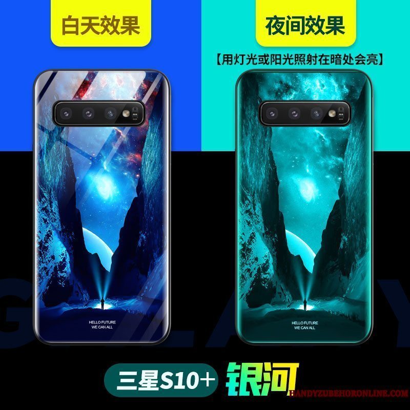Etui Samsung Galaxy S10+ Tasker Sort Trendy, Cover Samsung Galaxy S10+ Kreativ Glas Net Red