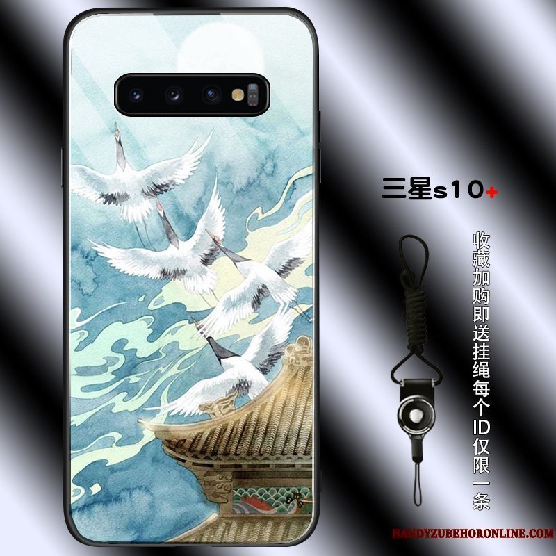 Etui Samsung Galaxy S10+ Tasker Telefonblå, Cover Samsung Galaxy S10+ Silikone Glas Af Personlighed