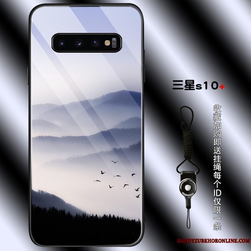 Etui Samsung Galaxy S10+ Tasker Telefonblå, Cover Samsung Galaxy S10+ Silikone Glas Af Personlighed