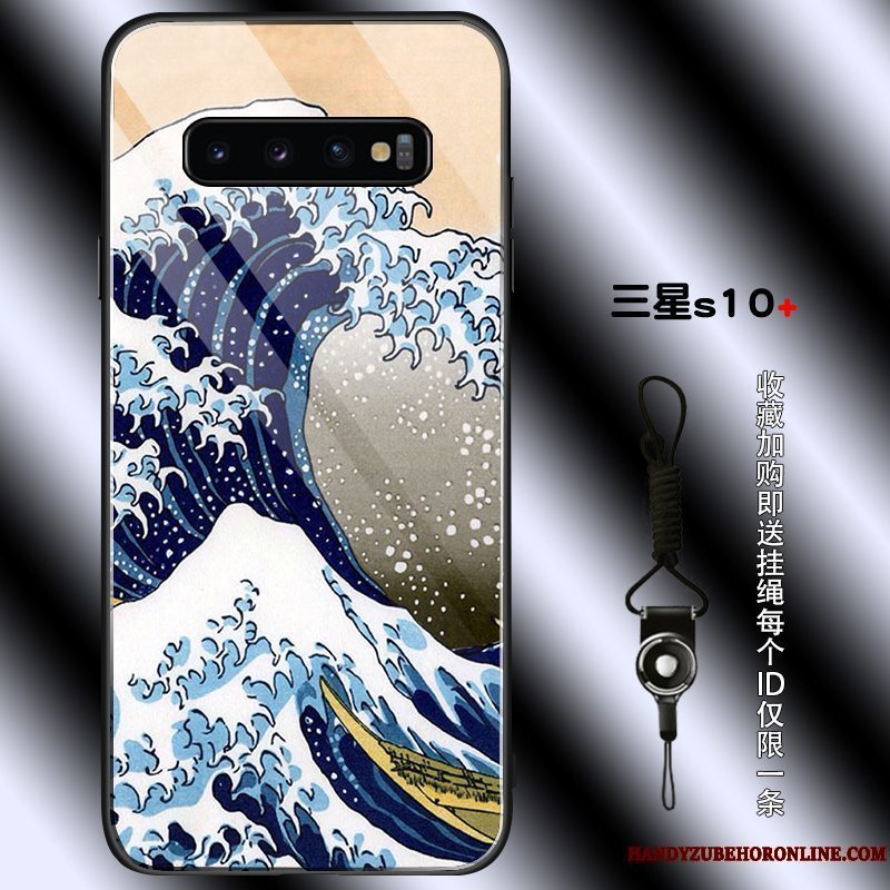 Etui Samsung Galaxy S10+ Tasker Telefonblå, Cover Samsung Galaxy S10+ Silikone Glas Af Personlighed