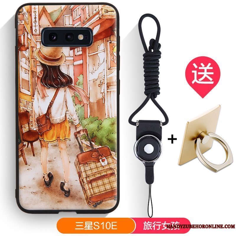 Etui Samsung Galaxy S10e Beskyttelse Nubuck Sort, Cover Samsung Galaxy S10e Tasker Anti-fald Telefon