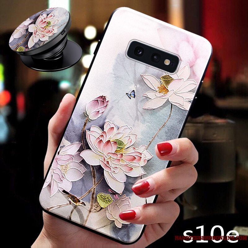 Etui Samsung Galaxy S10e Blød Blomster Trendy, Cover Samsung Galaxy S10e Tasker Lyserød Anti-fald