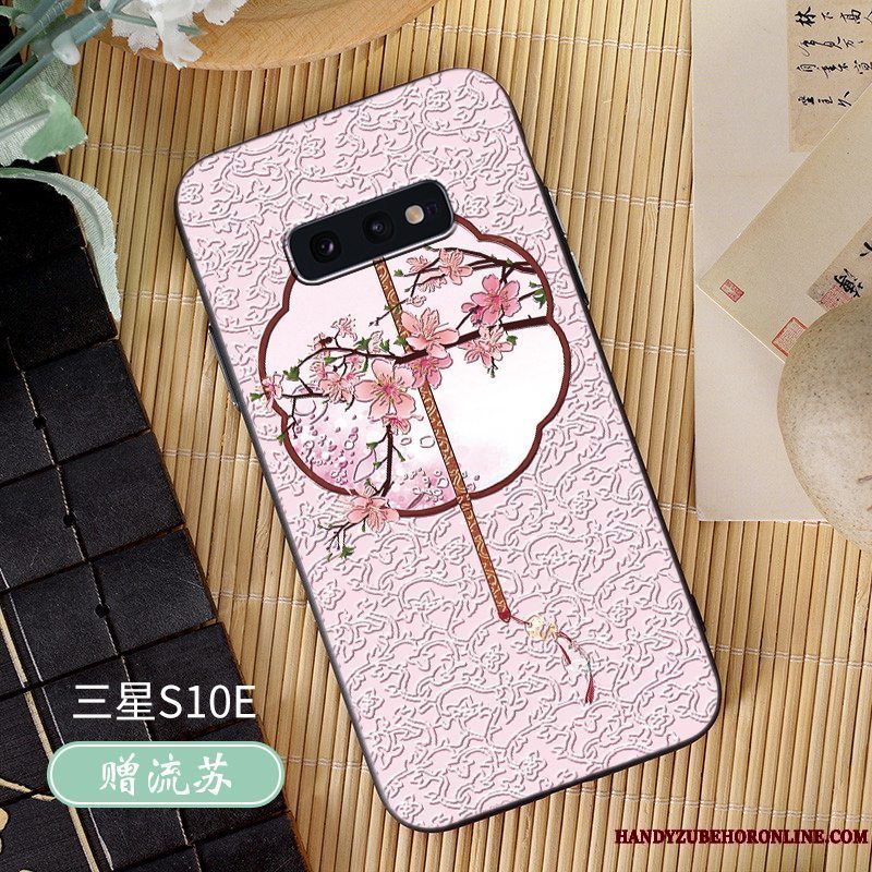 Etui Samsung Galaxy S10e Blød Hængende Ornamenter Grøn, Cover Samsung Galaxy S10e Relief Nubuck Tassel