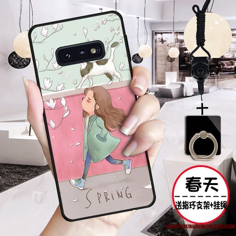 Etui Samsung Galaxy S10e Silikone Anti-fald Tredimensionale, Cover Samsung Galaxy S10e Beskyttelse Smuk Lyserød