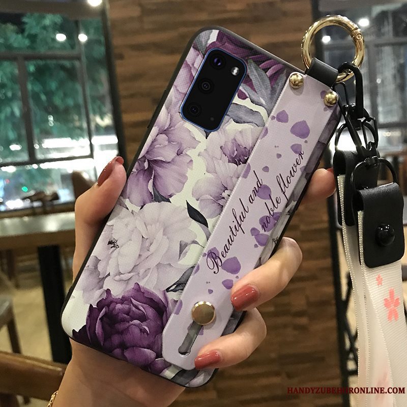 Etui Samsung Galaxy S20 Blød Lyserød Blomster, Cover Samsung Galaxy S20 Beskyttelse Hængende Ornamenter Frisk