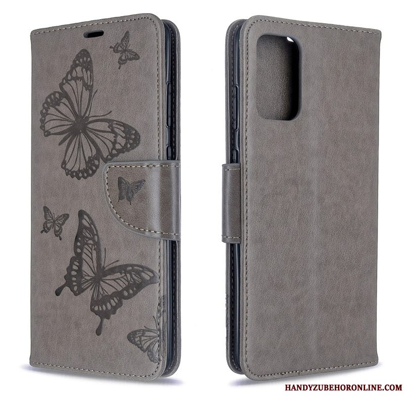 Etui Samsung Galaxy S20+ Folio Sommerfugle Prægning, Cover Samsung Galaxy S20+ Læder Telefonhængende Ornamenter