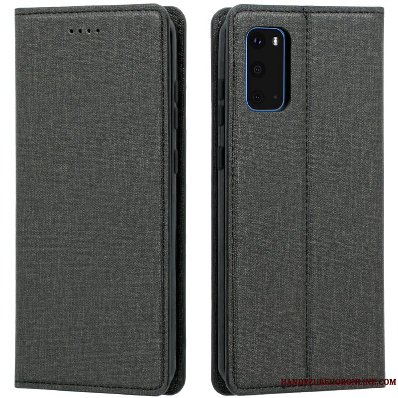 Etui Samsung Galaxy S20 Læder Klud Mønster, Cover Samsung Galaxy S20 Folio Blå Telefon