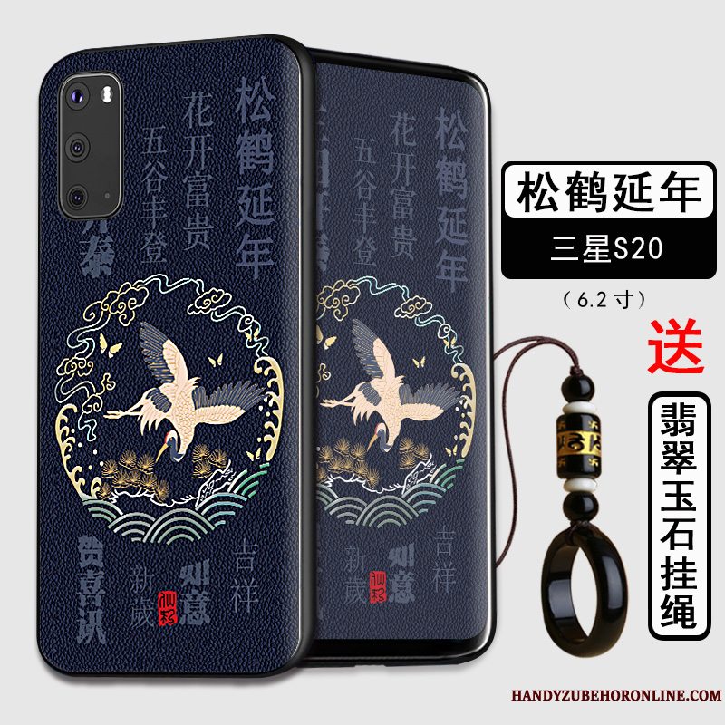 Etui Samsung Galaxy S20 Tasker Blå Af Personlighed, Cover Samsung Galaxy S20 Kreativ Nubuck Telefon