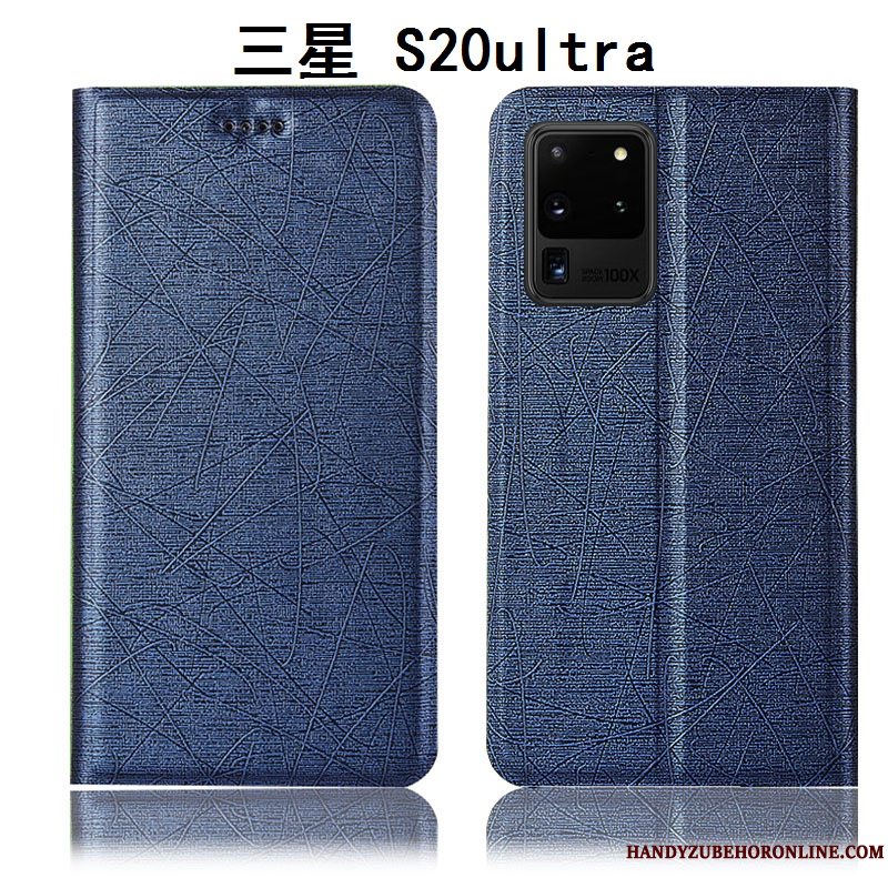 Etui Samsung Galaxy S20 Ultra Læder Bomuld Og Linned Guld, Cover Samsung Galaxy S20 Ultra Beskyttelse Telefon