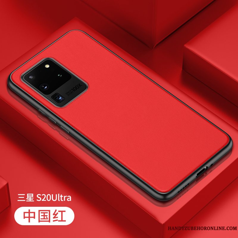 Etui Samsung Galaxy S20 Ultra Silikone Net Red Af Personlighed, Cover Samsung Galaxy S20 Ultra Læder Telefonorange