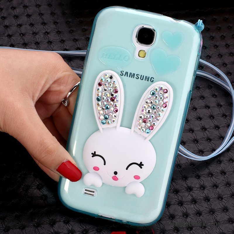 Etui Samsung Galaxy S4 Beskyttelse Lilla Pels Bold, Cover Samsung Galaxy S4 Strass Telefonhængende Hals