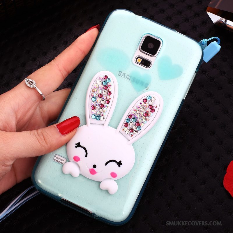 Etui Samsung Galaxy S5 Beskyttelse Gennemsigtig Kanin, Cover Samsung Galaxy S5 Support Pels Bold Lyserød