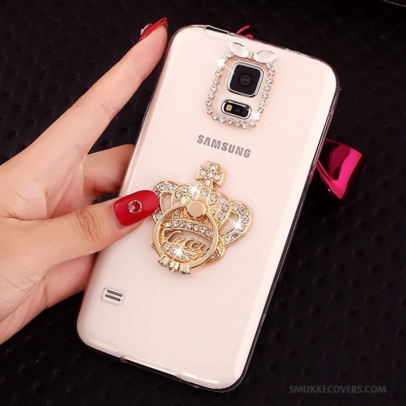 Etui Samsung Galaxy S5 Beskyttelse Guld Gennemsigtig, Cover Samsung Galaxy S5 Blød Anti-fald