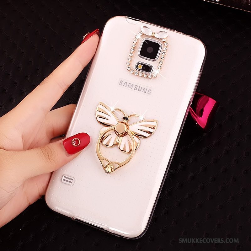 Etui Samsung Galaxy S5 Beskyttelse Guld Gennemsigtig, Cover Samsung Galaxy S5 Blød Anti-fald