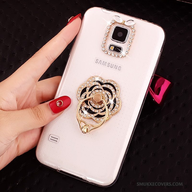 Etui Samsung Galaxy S5 Beskyttelse Guld Gennemsigtig, Cover Samsung Galaxy S5 Blød Anti-fald