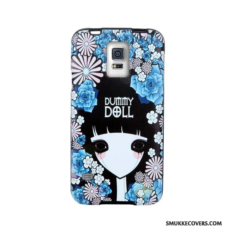 Etui Samsung Galaxy S5 Cartoon Telefonhærdning, Cover Samsung Galaxy S5 Blød Skærmbeskyttelse Hvid