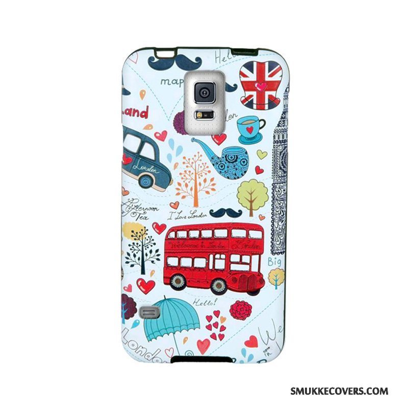 Etui Samsung Galaxy S5 Cartoon Telefonhærdning, Cover Samsung Galaxy S5 Blød Skærmbeskyttelse Hvid