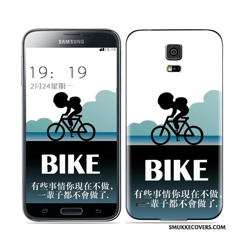 Etui Samsung Galaxy S5 Farve Sort Guld, Cover Samsung Galaxy S5 Bagdæksel Hvid