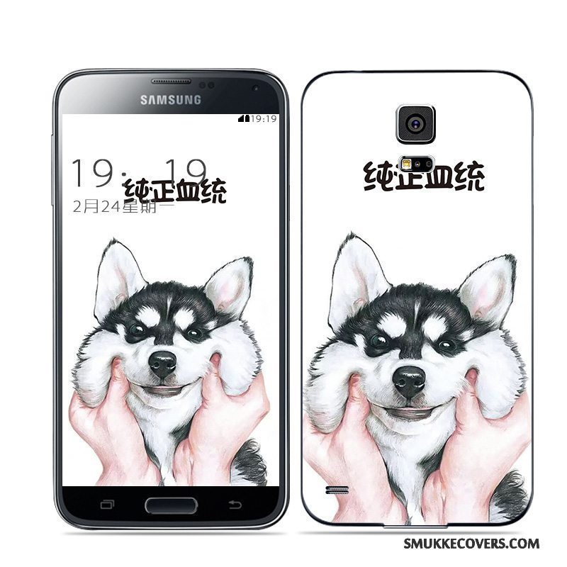 Etui Samsung Galaxy S5 Farve Sort Guld, Cover Samsung Galaxy S5 Bagdæksel Hvid