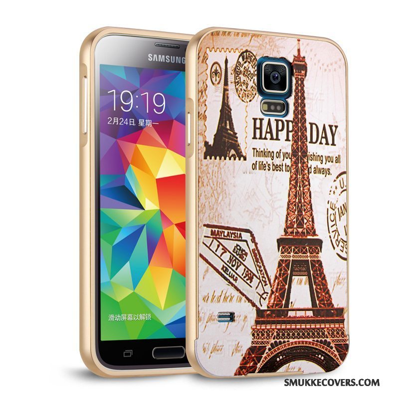 Etui Samsung Galaxy S5 Metal Ramme Bagdæksel, Cover Samsung Galaxy S5 Beskyttelse Sølv
